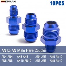 EPMAN 10PCS/LOT 4AN 6NA 8AN 10AN Male To AN4 AN6 AN8 AN10 Male Flare Coupler Union Straight Fuel Hose Adapter Fitting Blue